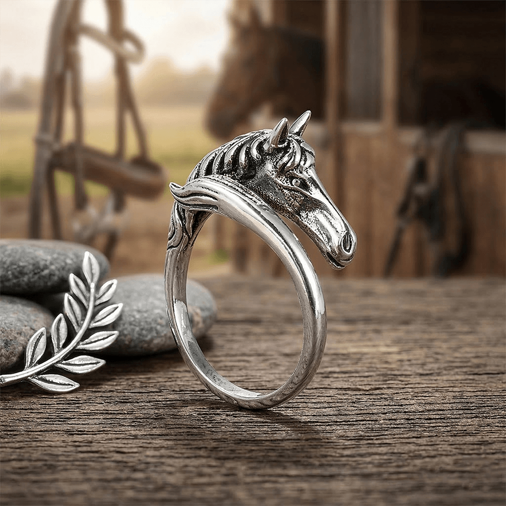 Vintage Silver Horse Head Open Adjustable Ring
