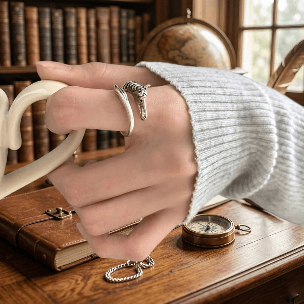 Vintage Silver Horse Head Open Adjustable Ring
