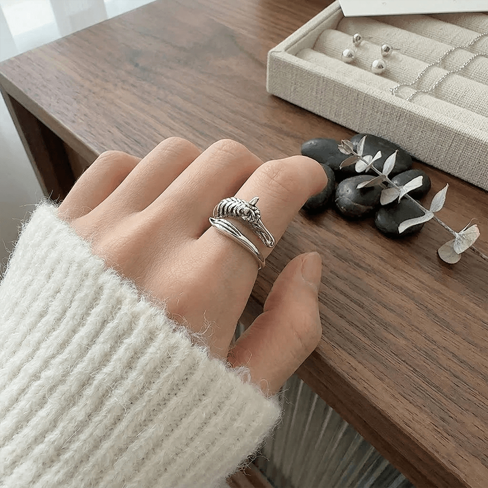 Vintage Silver Horse Head Open Adjustable Ring
